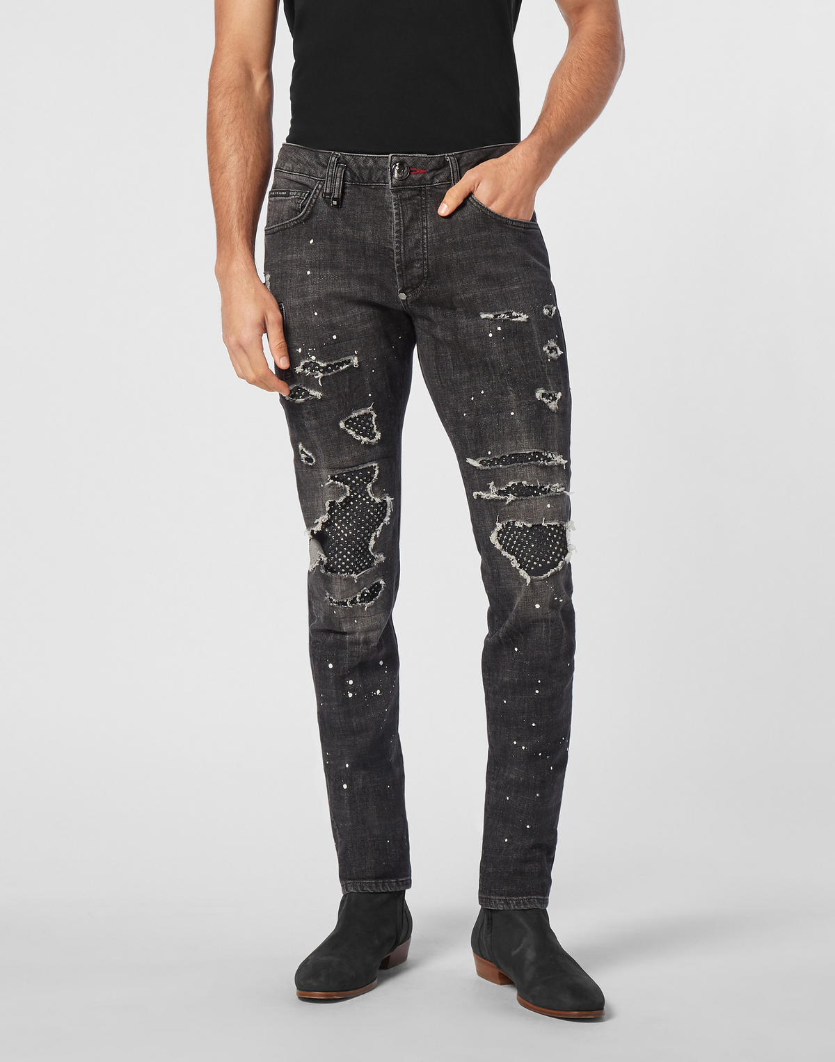 Denim Rock Star Trousers Strass