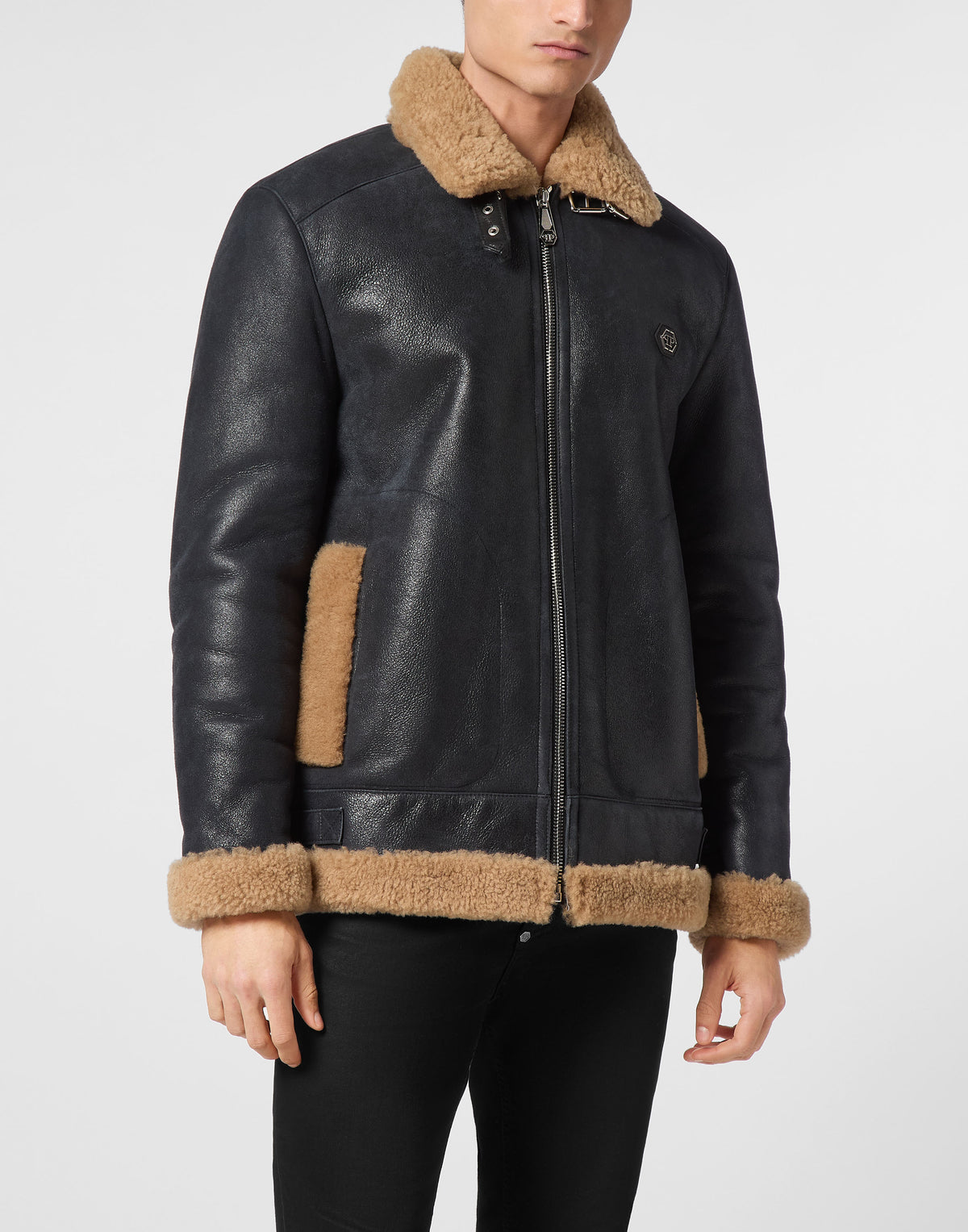 Shearling Leather Biker Jacket