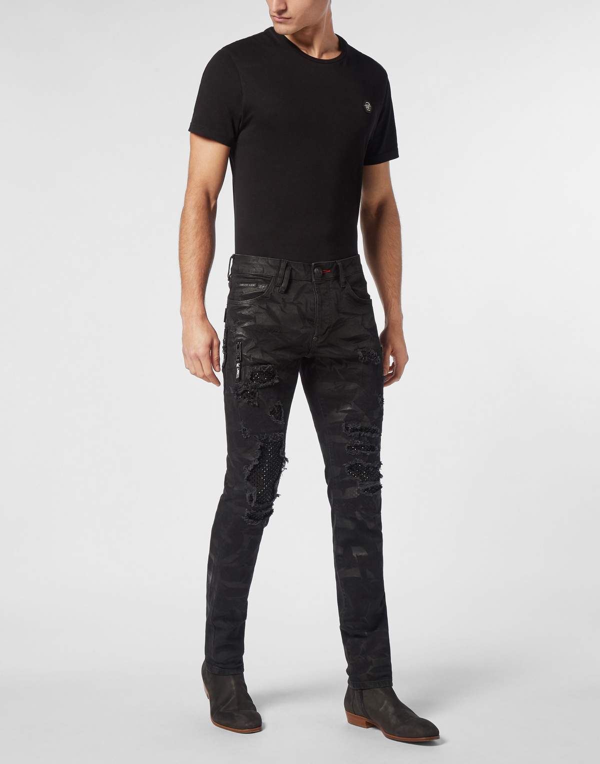 Denim Rock Star Trousers Strass