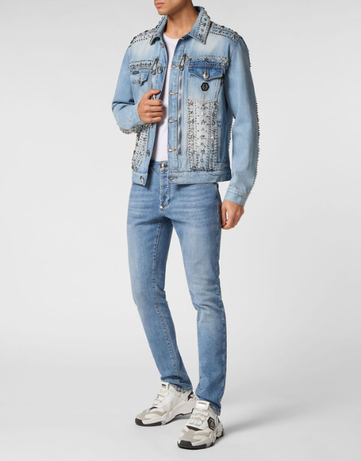 Zipped Denim Jacket Studs