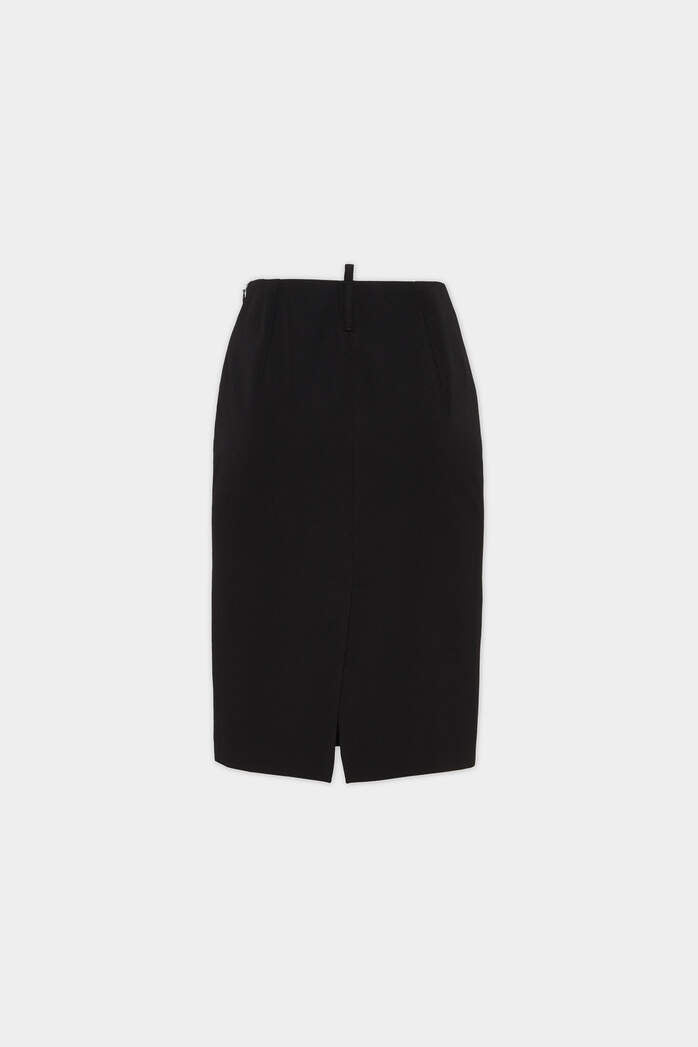 STRETCH WORSTED WOOL PENCIL SKIRT