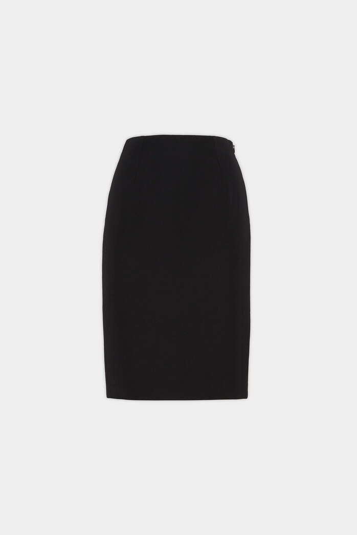 STRETCH WORSTED WOOL PENCIL SKIRT