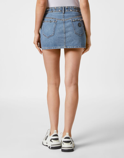 Denim Studs Star Mini Skirt Stars