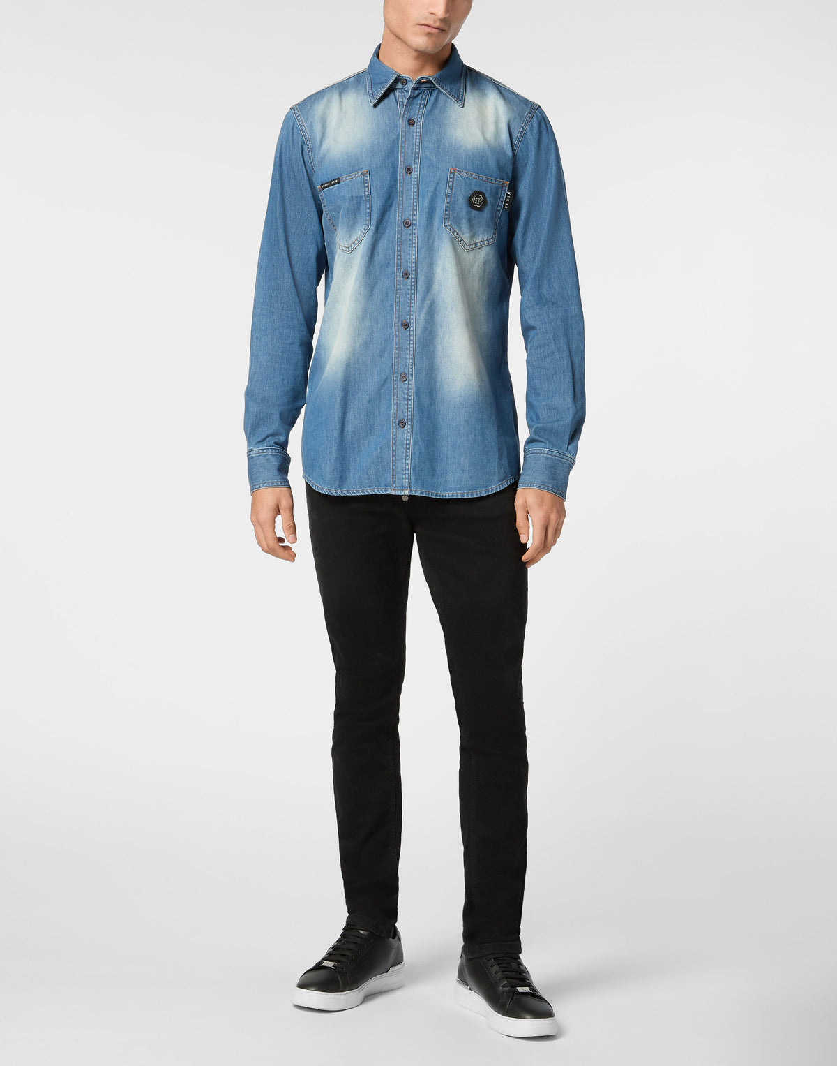 Denim Shirt Long-Sleeve Skull&Bones