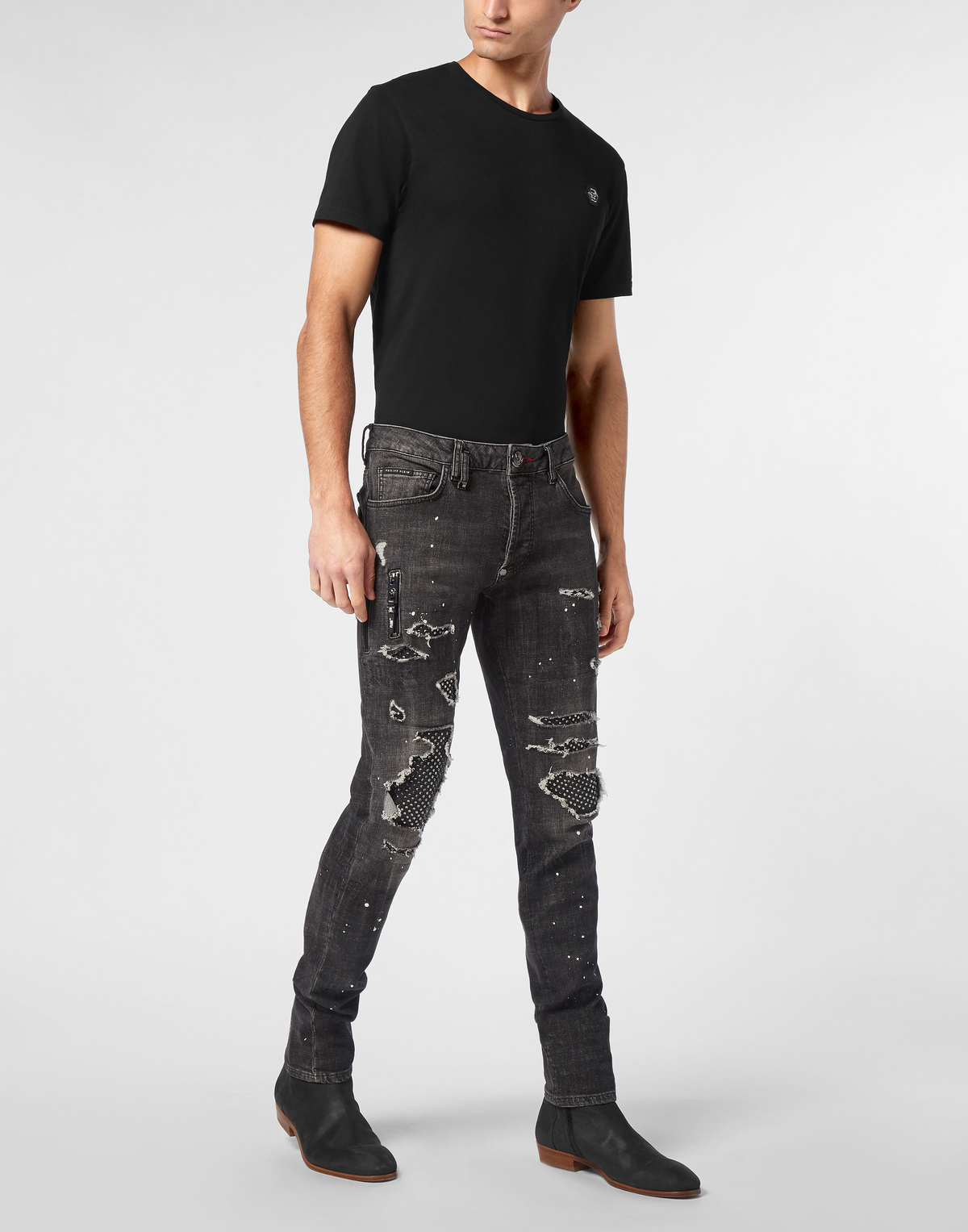 Denim Rock Star Trousers Strass