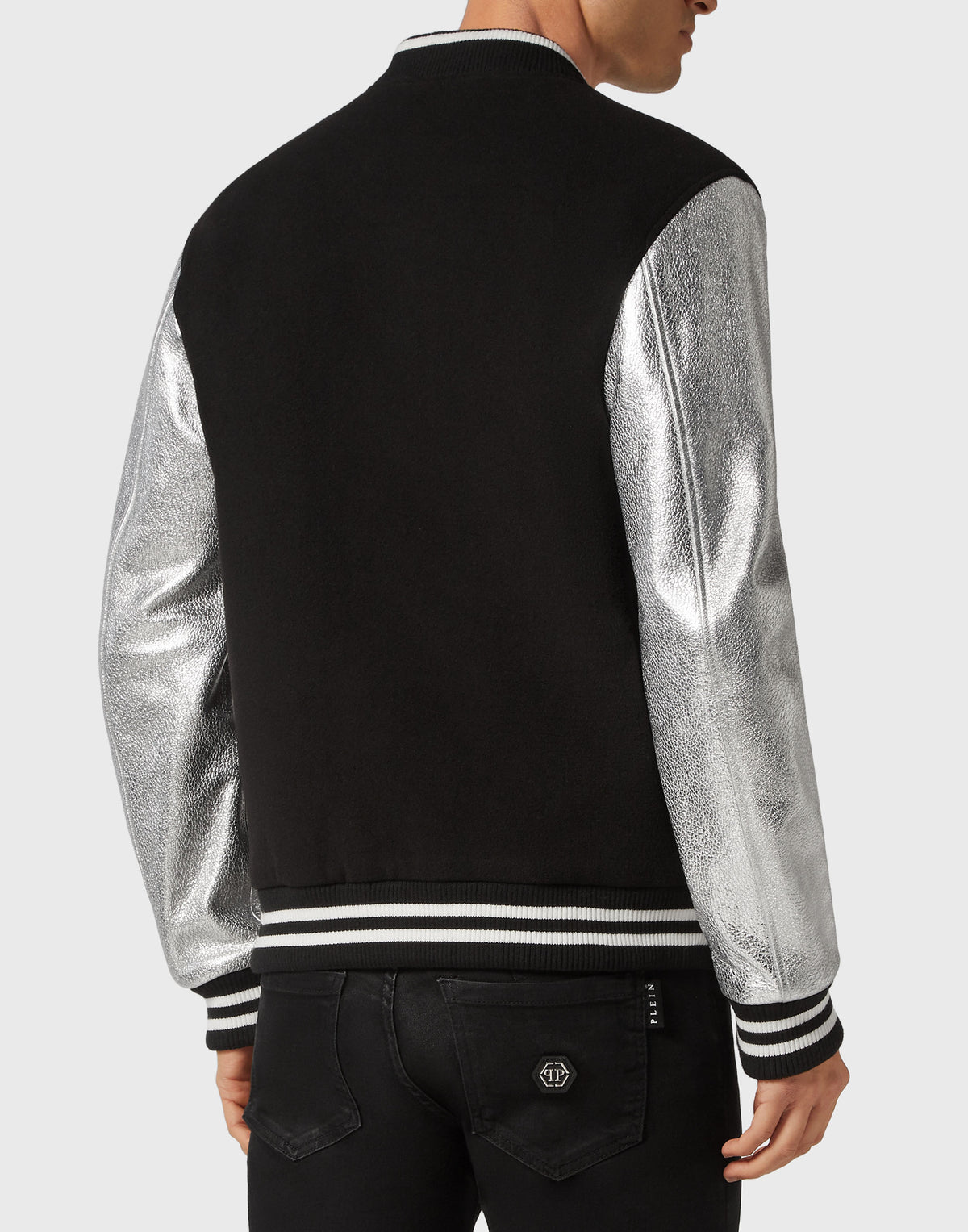 Wool and Leather Bomber black