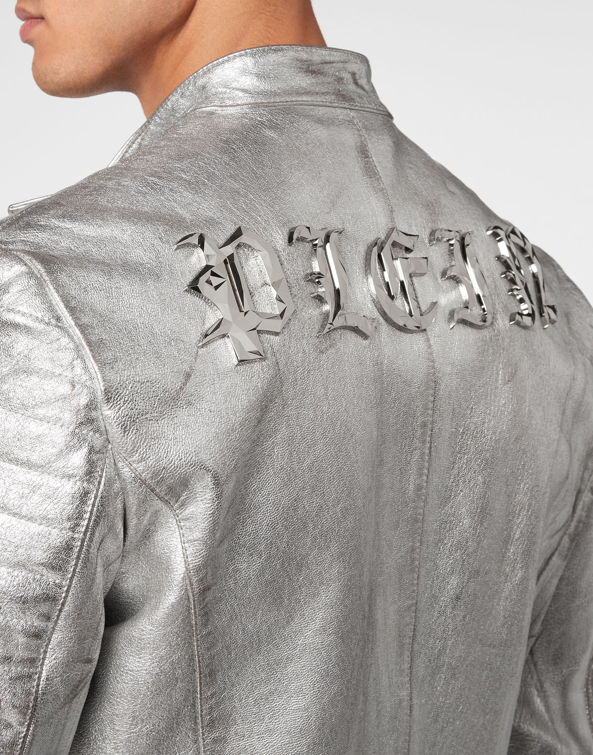 Leather Biker Flowers Silver