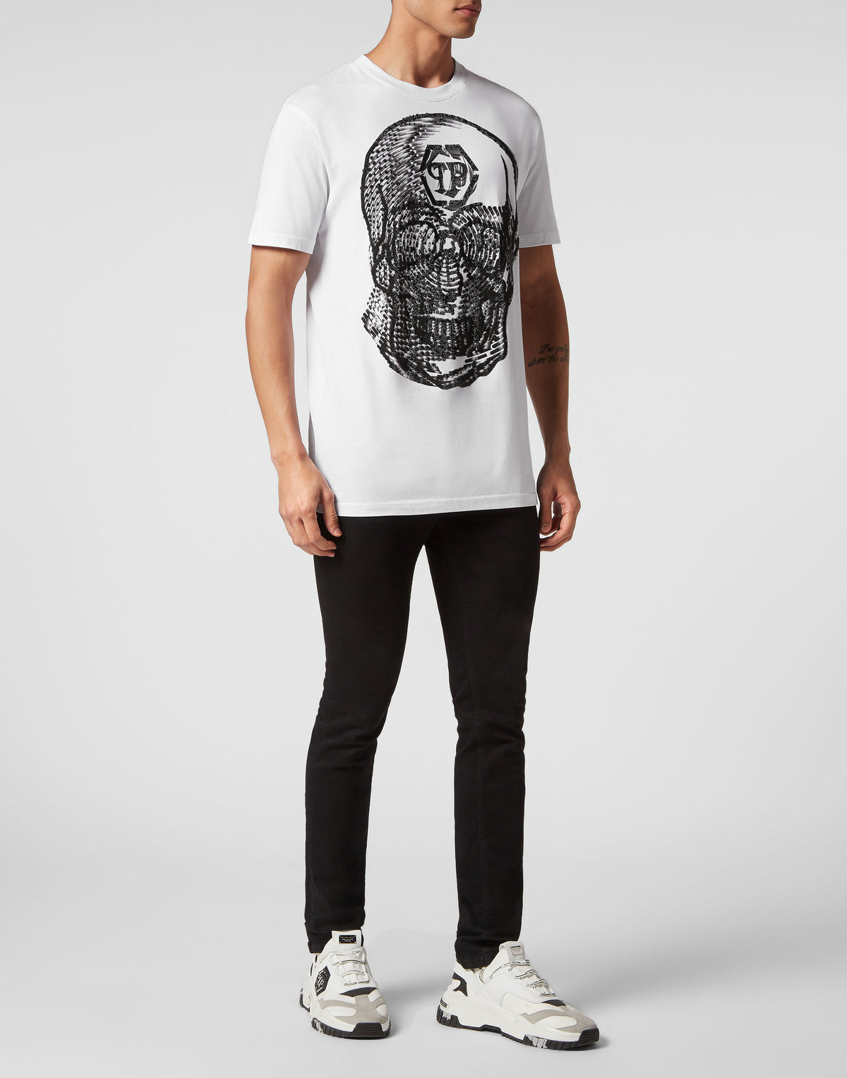 T-shirt Round Neck SS Skull white