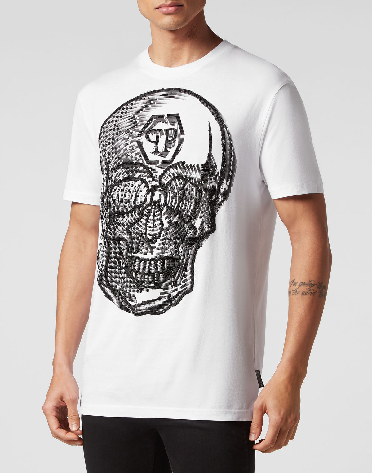 T-shirt Round Neck SS Skull white