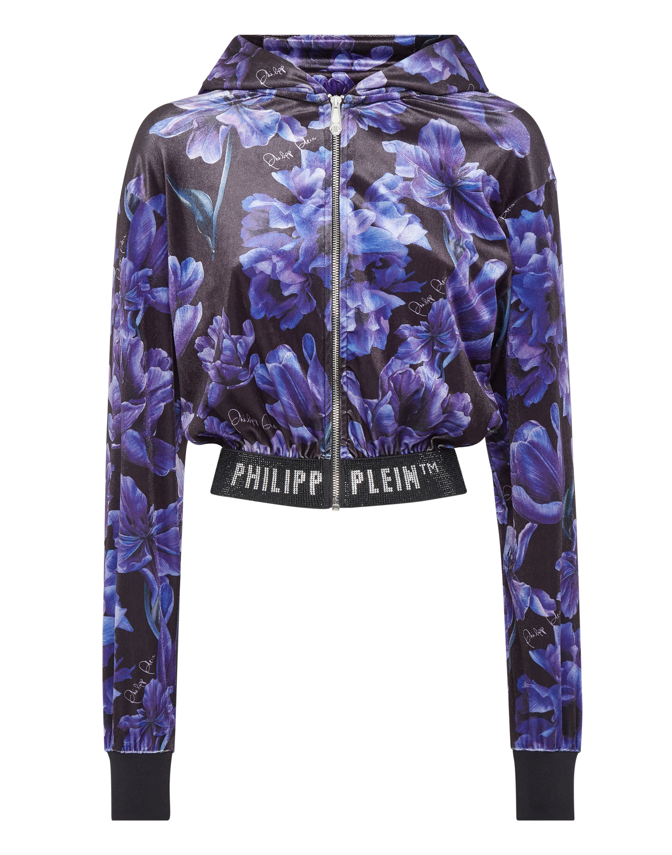 Cropped Hoodie Sweatjacket Flowers black – YC Group|Luxury Fashion