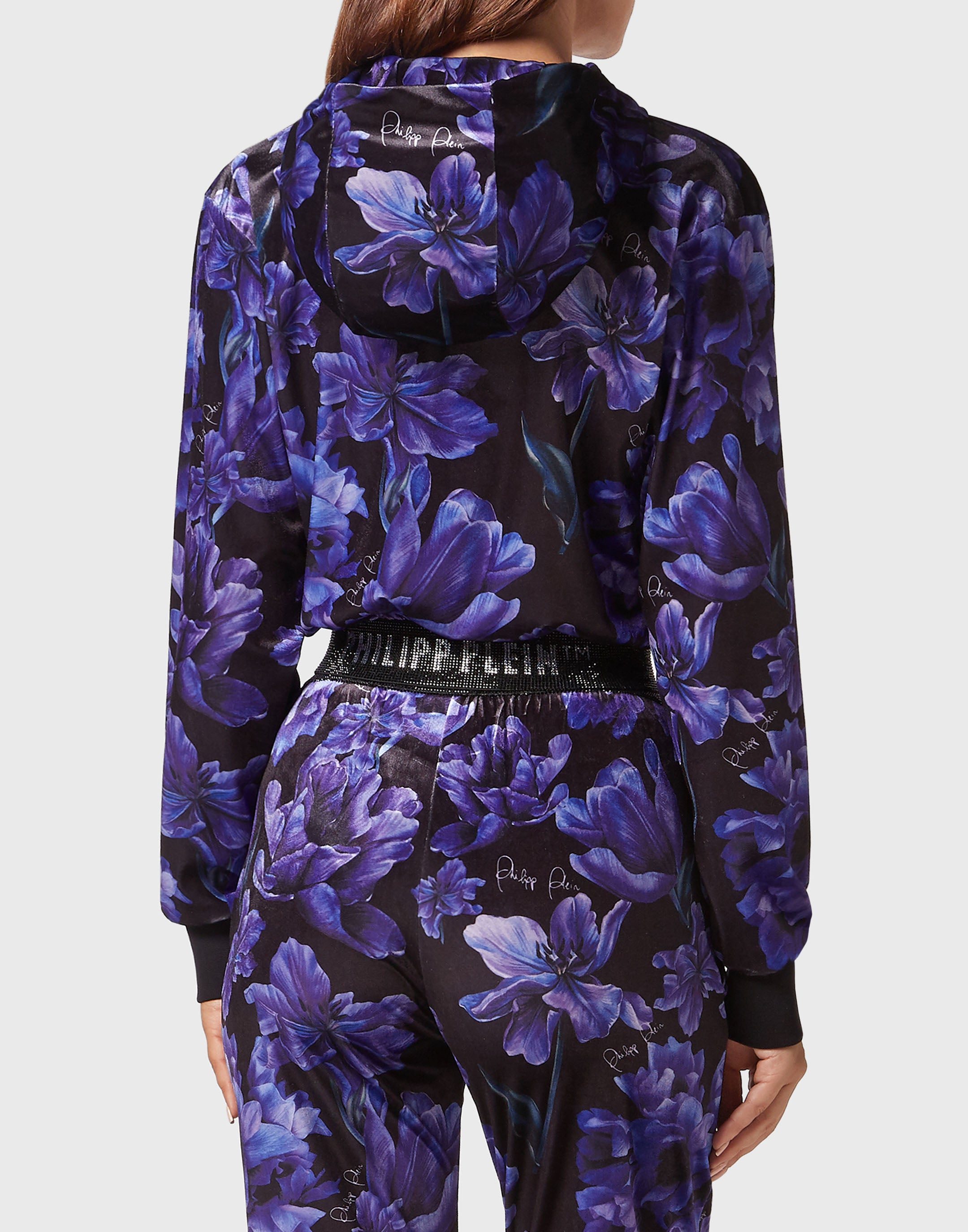 Cropped Hoodie Sweatjacket Flowers black – YC Group|Luxury Fashion