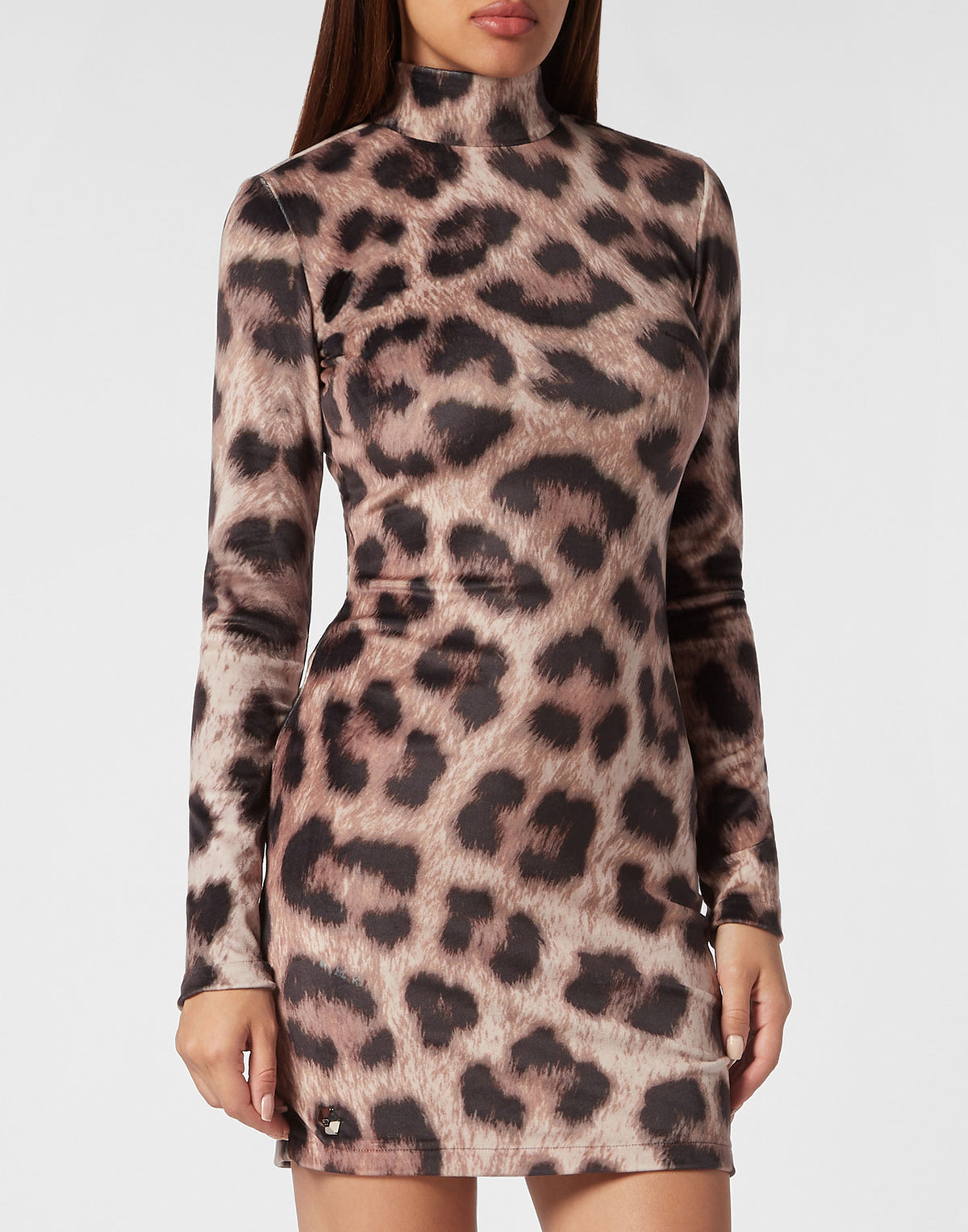 Chenille Turtleneck Mini Dress Leopard leopard