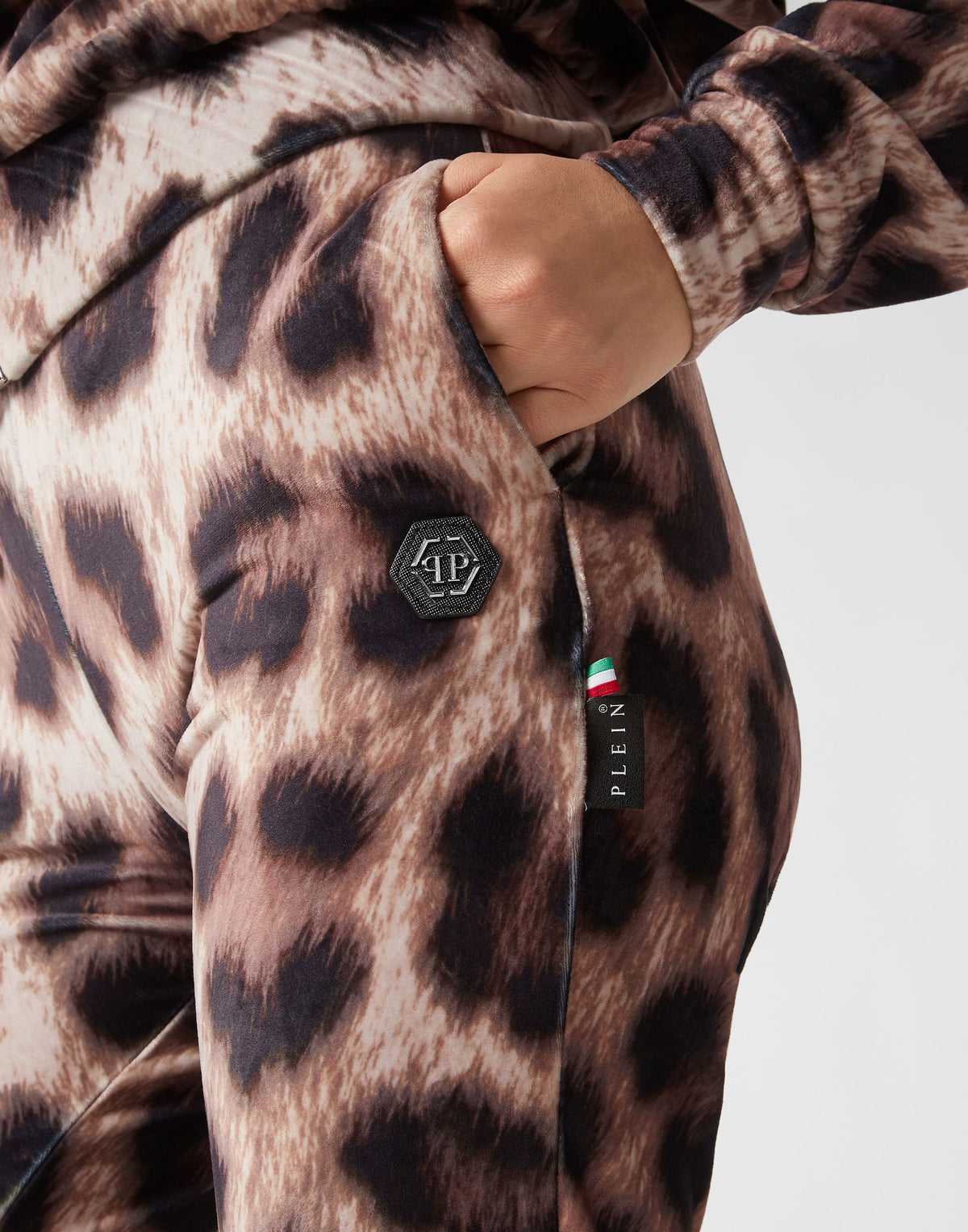 Chenille Tracksuit: Hoodie Sweatjacket/Trousers Leopard