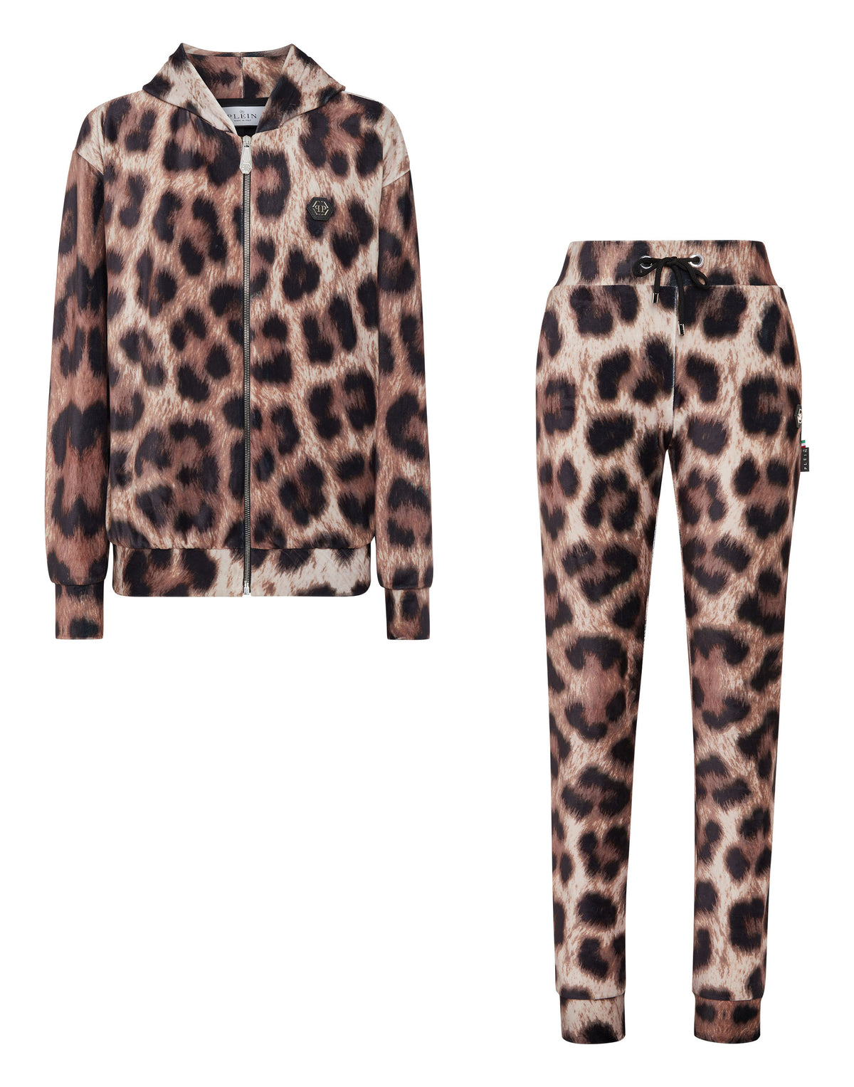Chenille Tracksuit: Hoodie Sweatjacket/Trousers Leopard