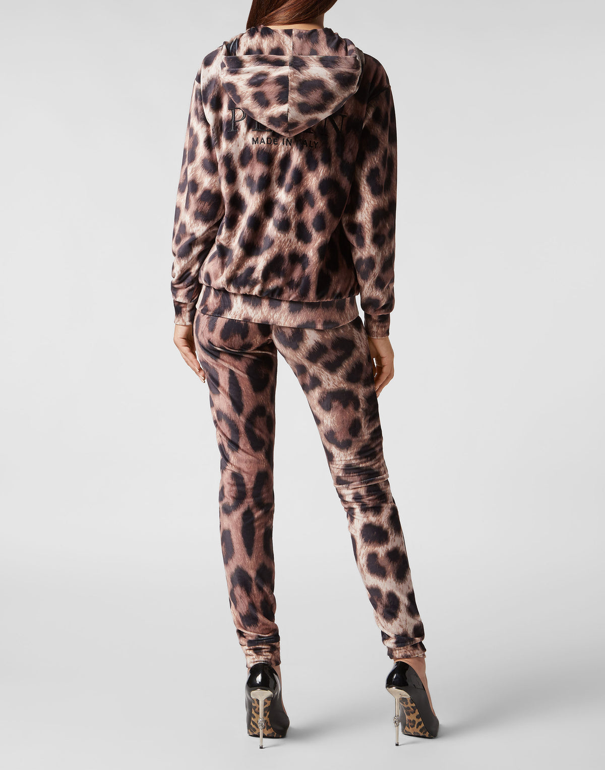 Chenille Tracksuit: Hoodie Sweatjacket/Trousers Leopard