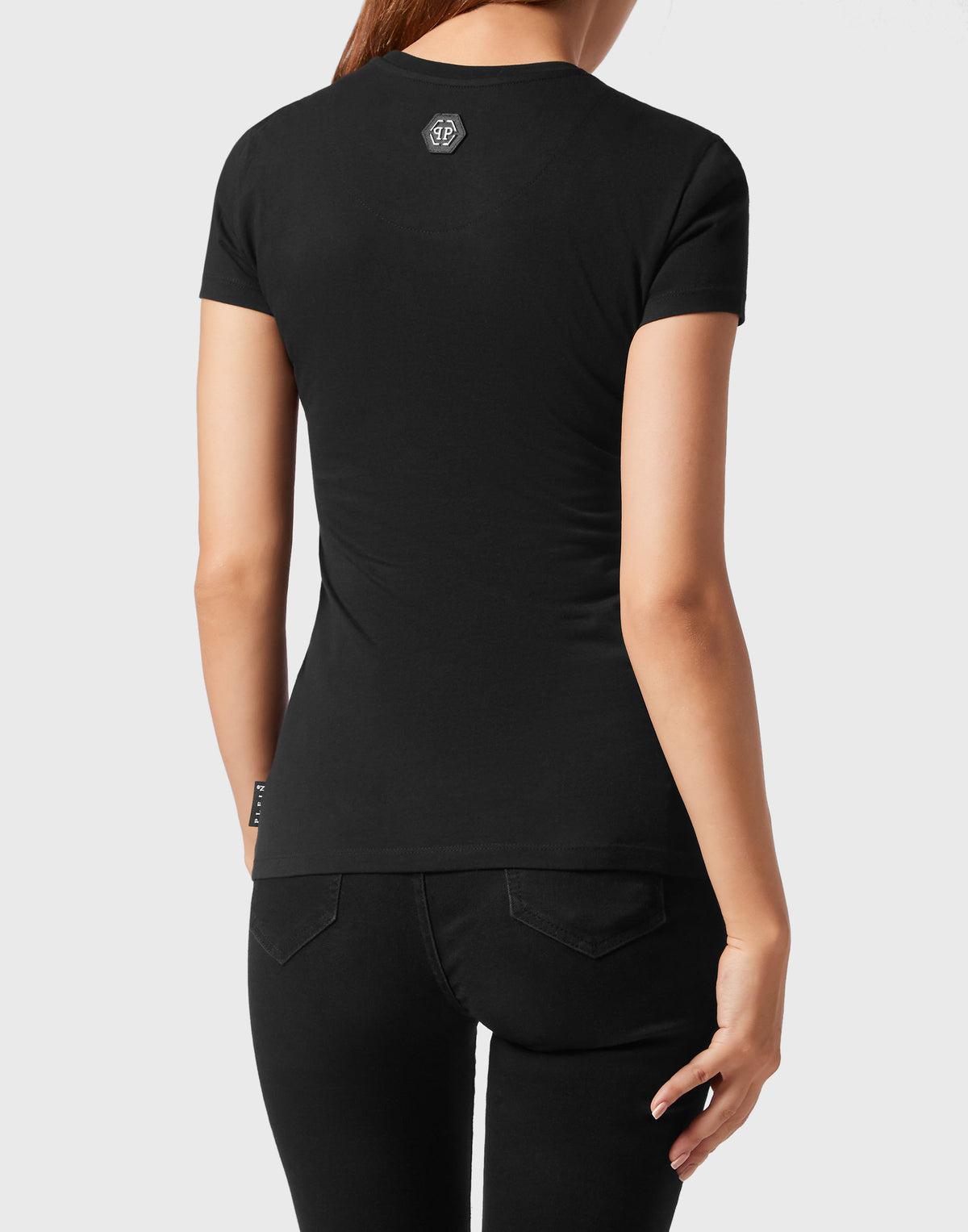 T-shirt Round Neck Sexy Pure Fit Hexagon black