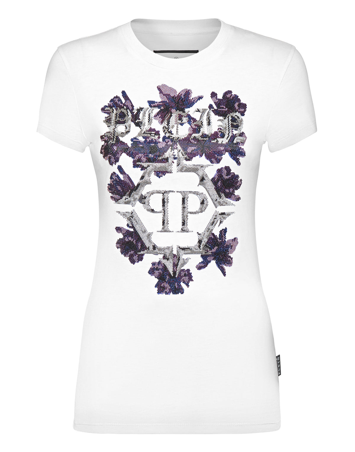 T-shirt Round Neck Sexy Pure Fit Flowers white