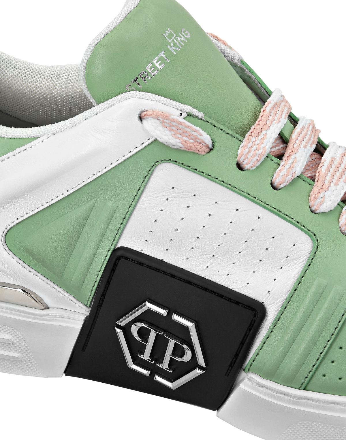 Leather Lo-Top Sneakers Hexagon pink+green
