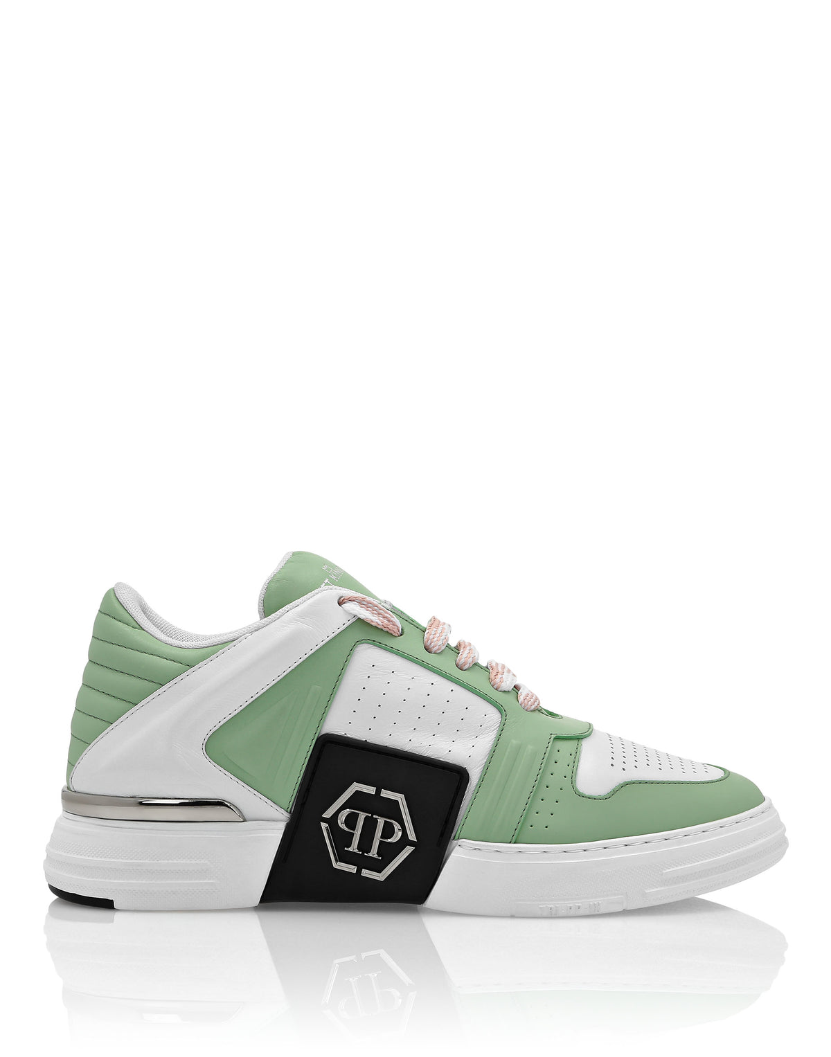 Leather Lo-Top Sneakers Hexagon pink+green
