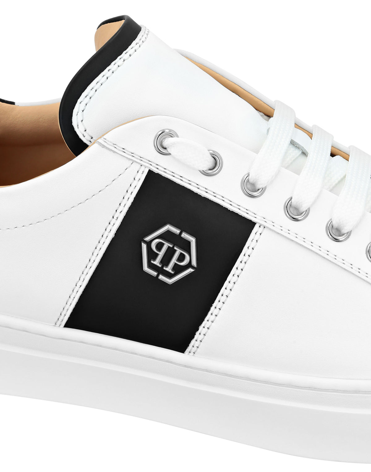 Leather Lo-Top Sneakers Hexagon white / black