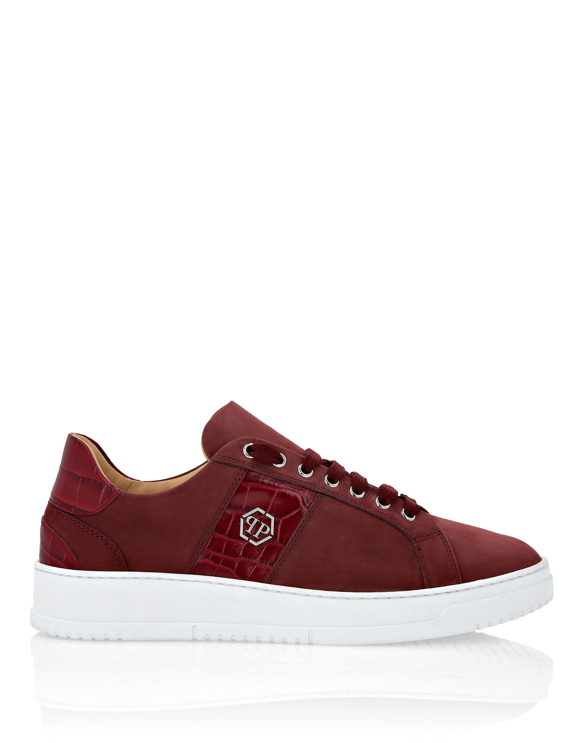 Nabuk Lo-Top Sneakers with Croco Print Hexagon red-YC Group|Luxury Fashion