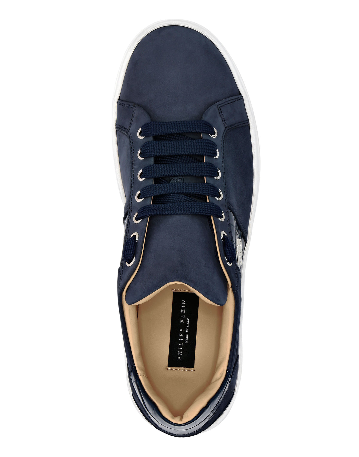 Nabuk Lo-Top Sneakers with Croco Print Hexagon dark blue-YC Group|Luxury Fashion