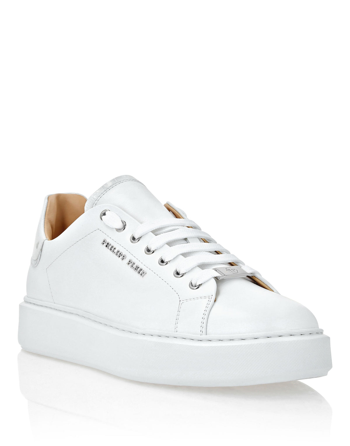 Leather Lo-Top Sneakers Hexagon white