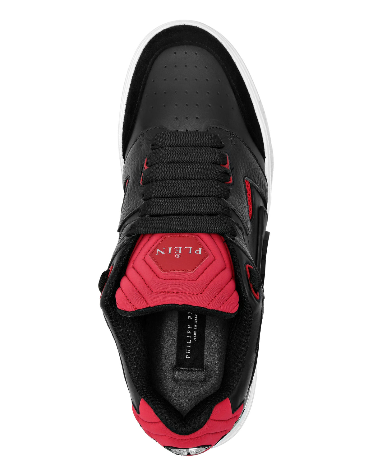 Mix Leather Lo-Top Sneakers black / red