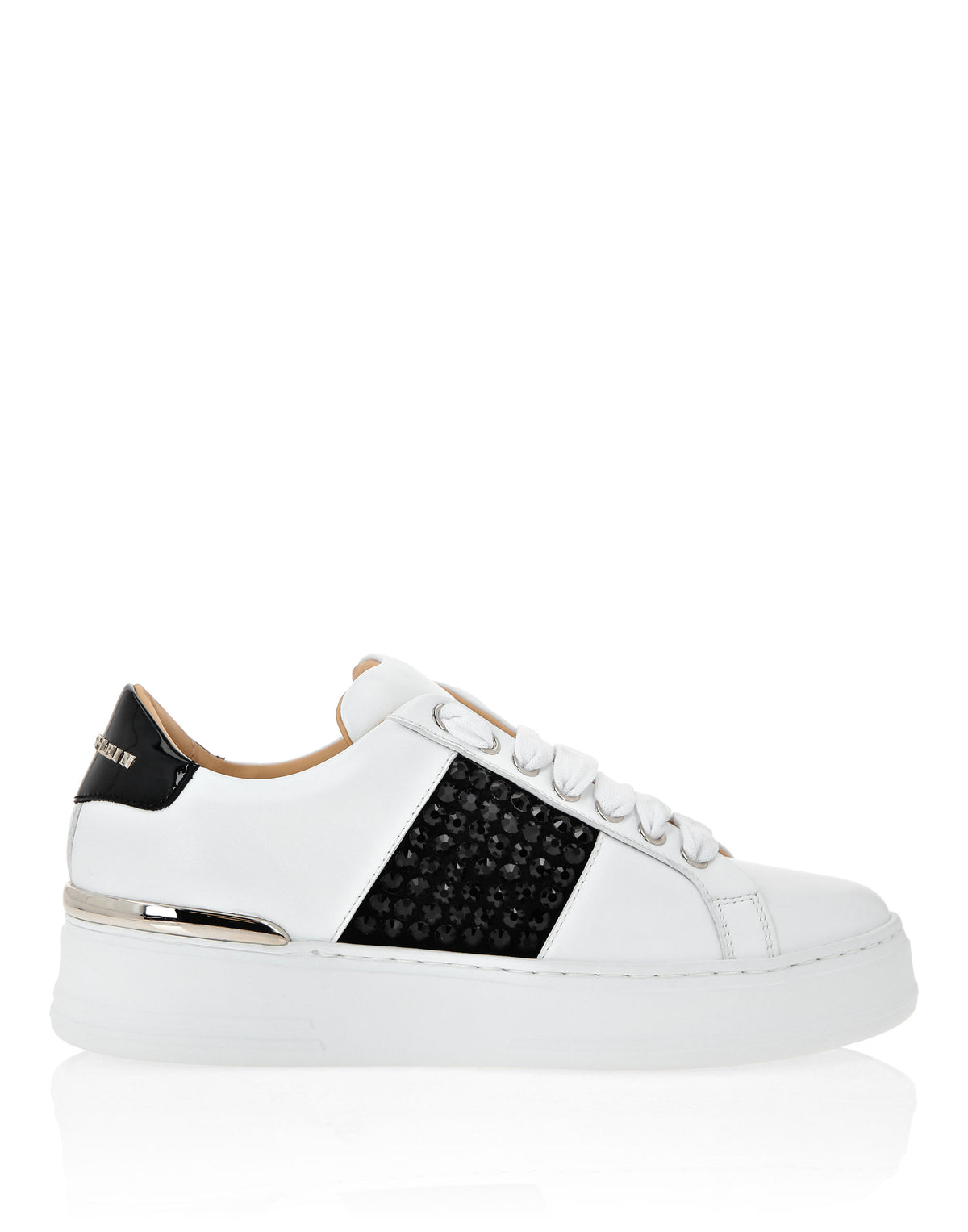 Mix Leather Lo-Top Sneakers Crystal white / black