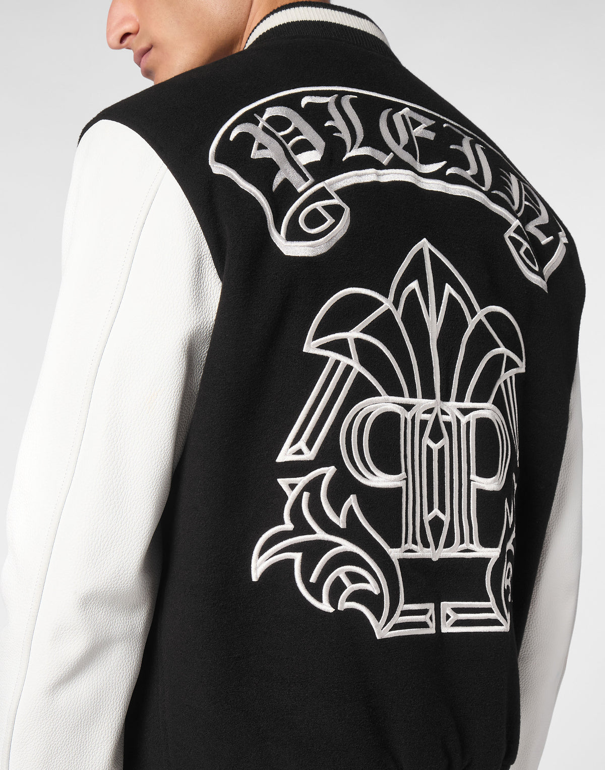 Wool College Bomber With Leather Sleeves Gothic Plein-YC Group|Luxury Fashion