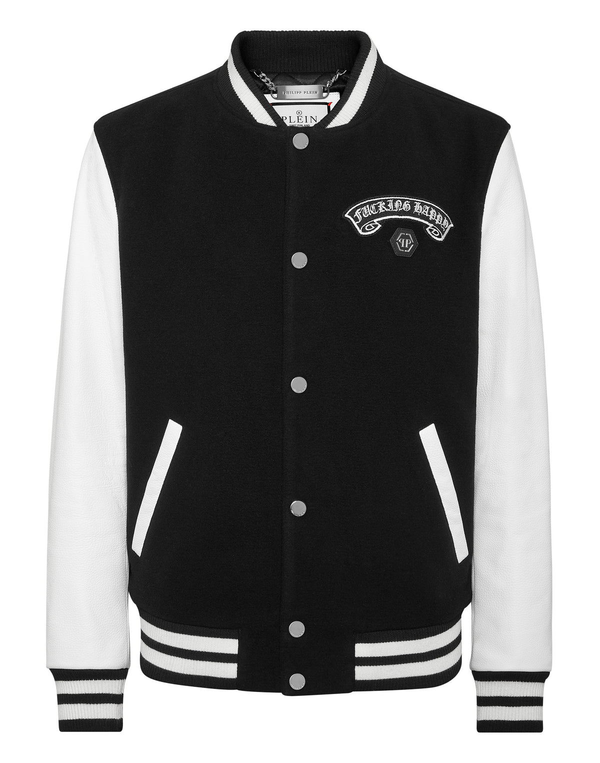 Wool College Bomber With Leather Sleeves Gothic Plein-YC Group|Luxury Fashion