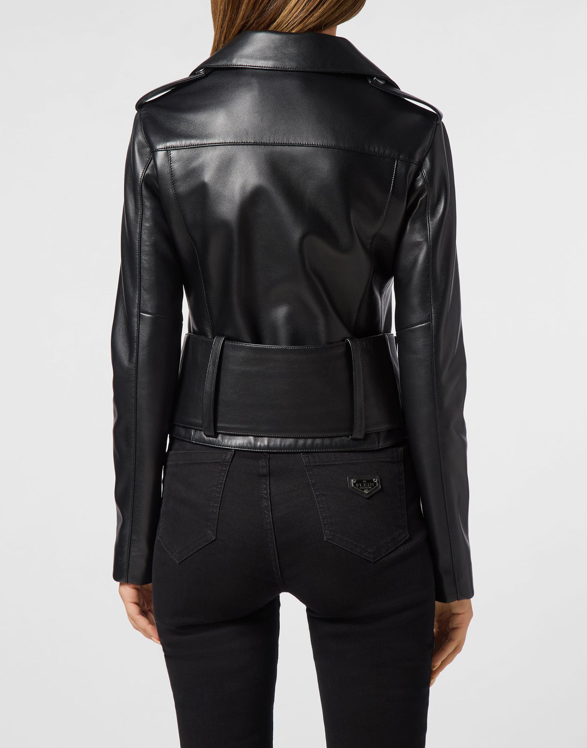 Leather Biker Jacket Strass