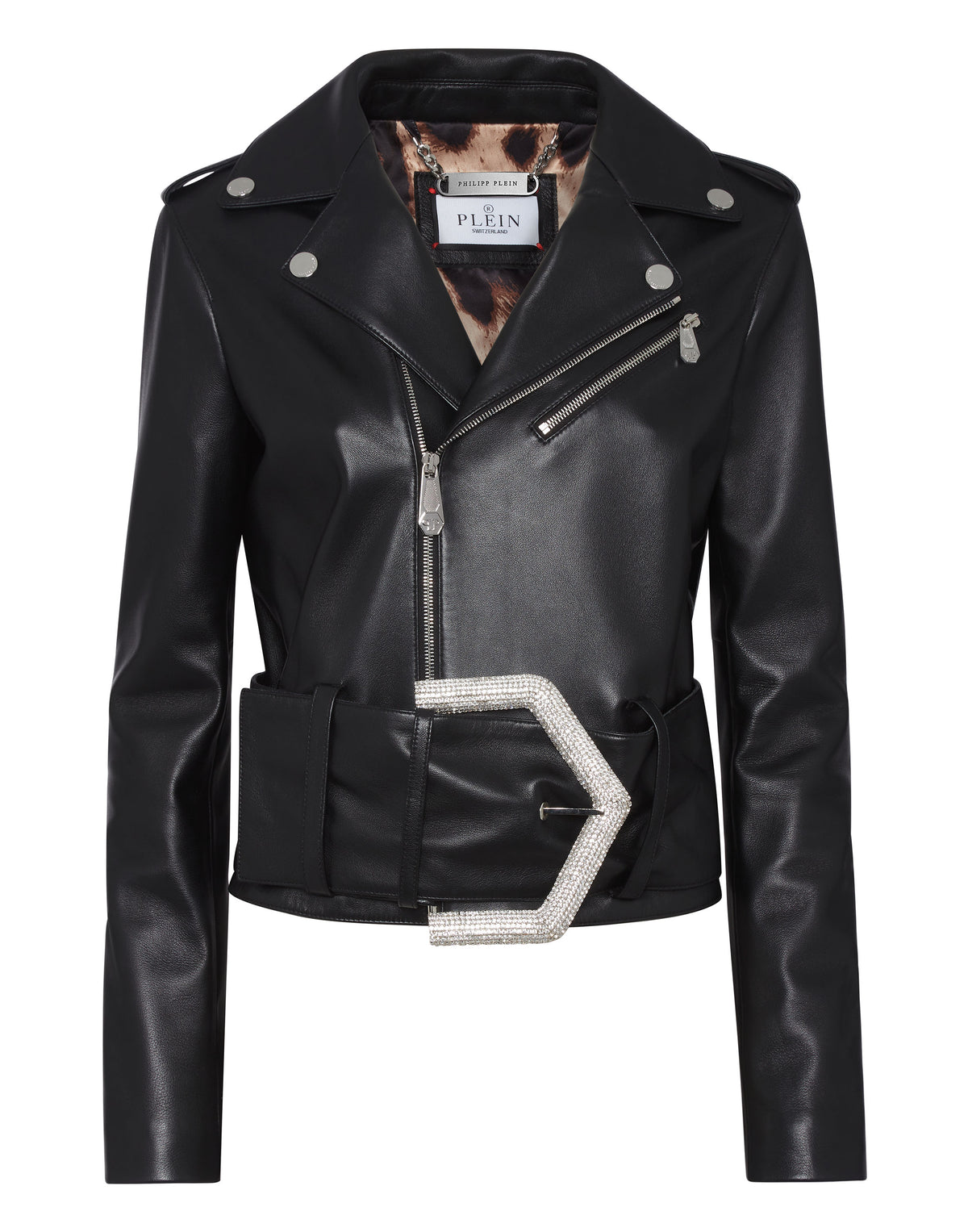 Leather Biker Jacket Strass