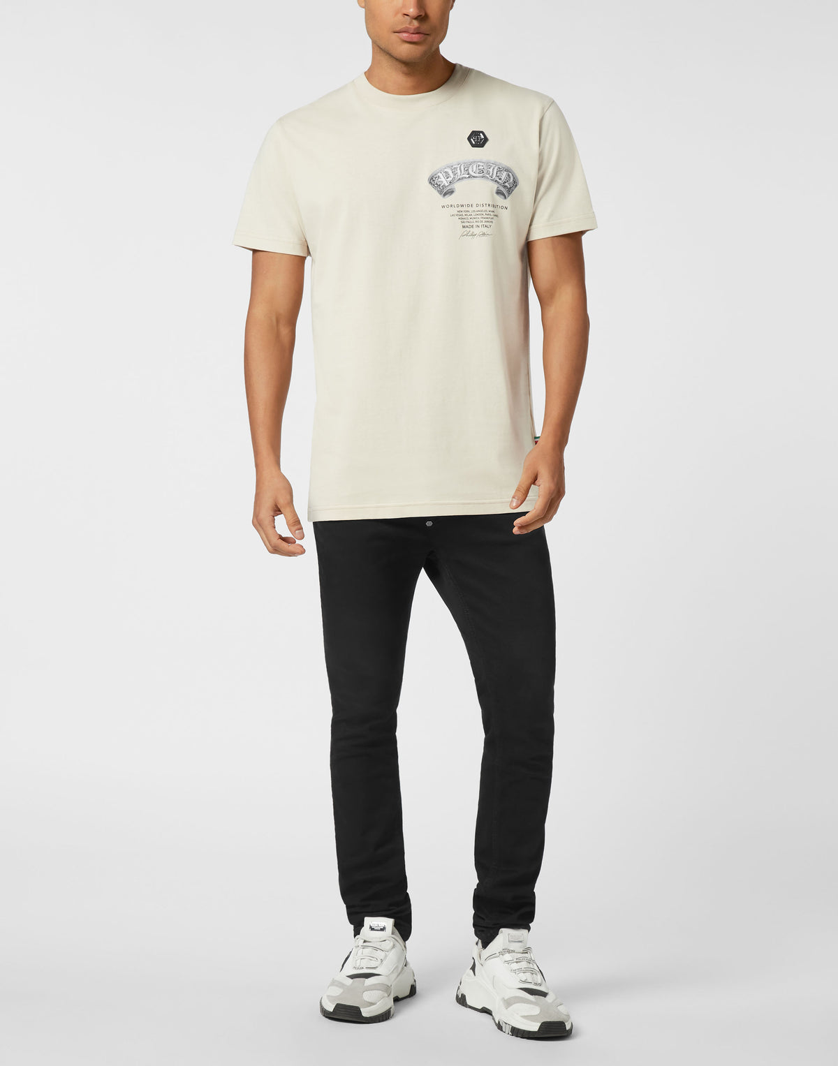 Round Neck T-Shirt Plein Banner Baroque Skull-YC Group|Luxury Fashion