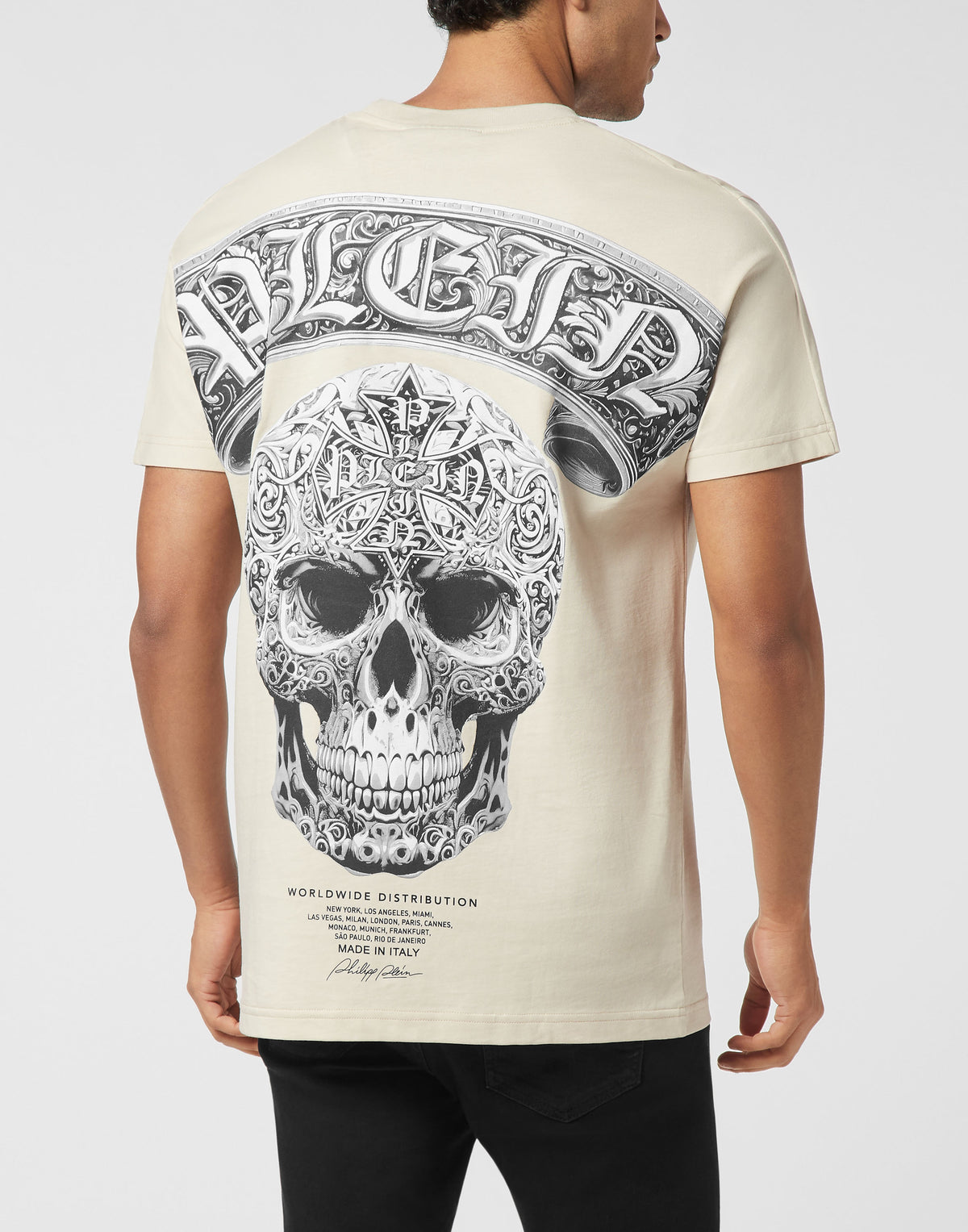 Round Neck T-Shirt Plein Banner Baroque Skull-YC Group|Luxury Fashion
