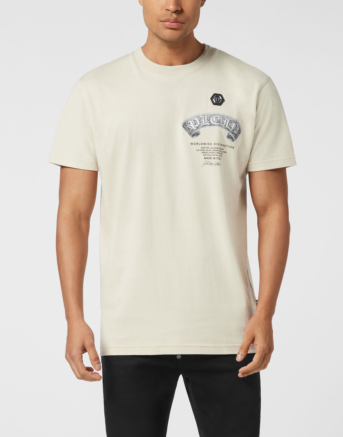 Round Neck T-Shirt Plein Banner Baroque Skull-YC Group|Luxury Fashion