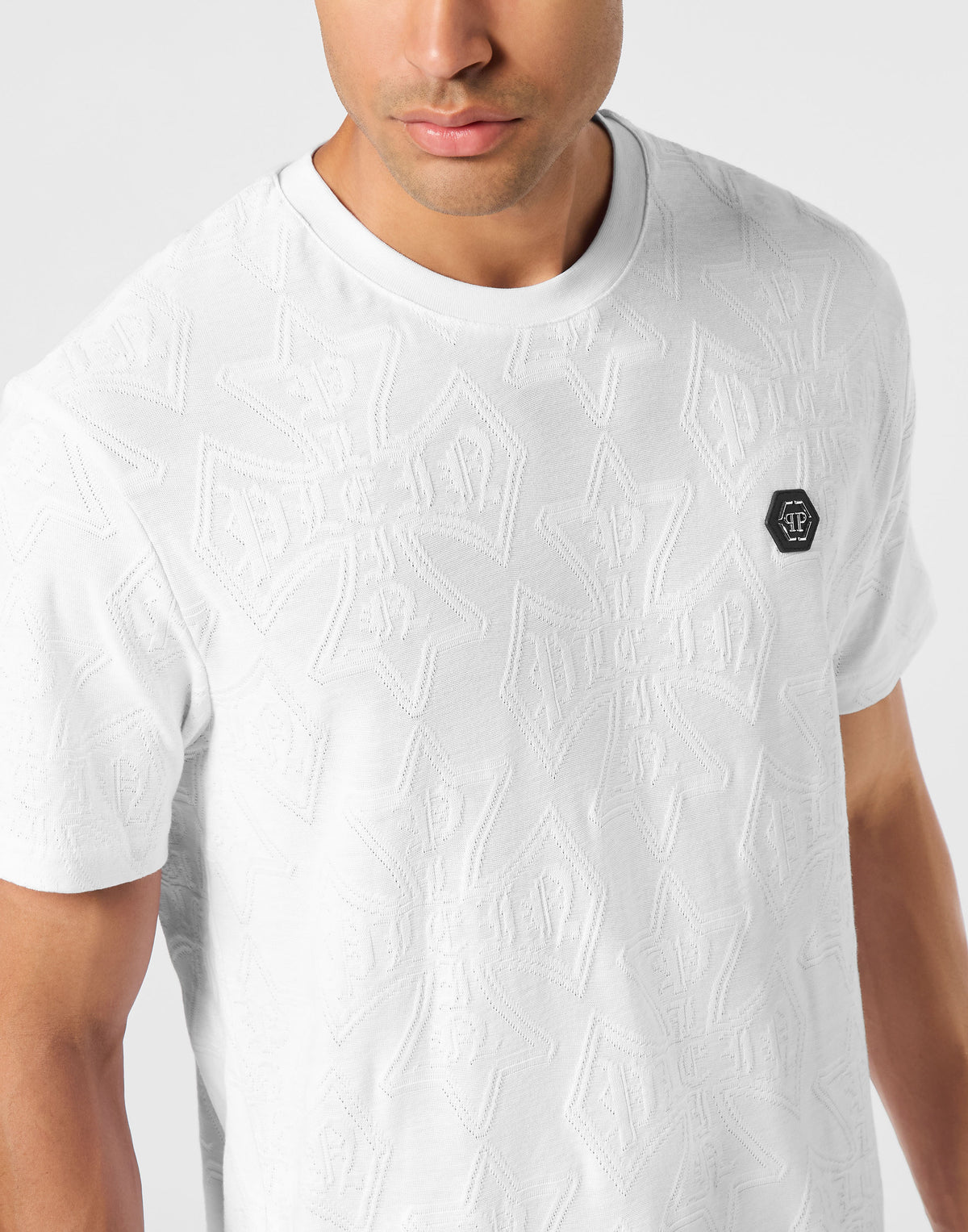 Round Neck Jacquard T-Shirt Crest-YC Group|Luxury Fashion