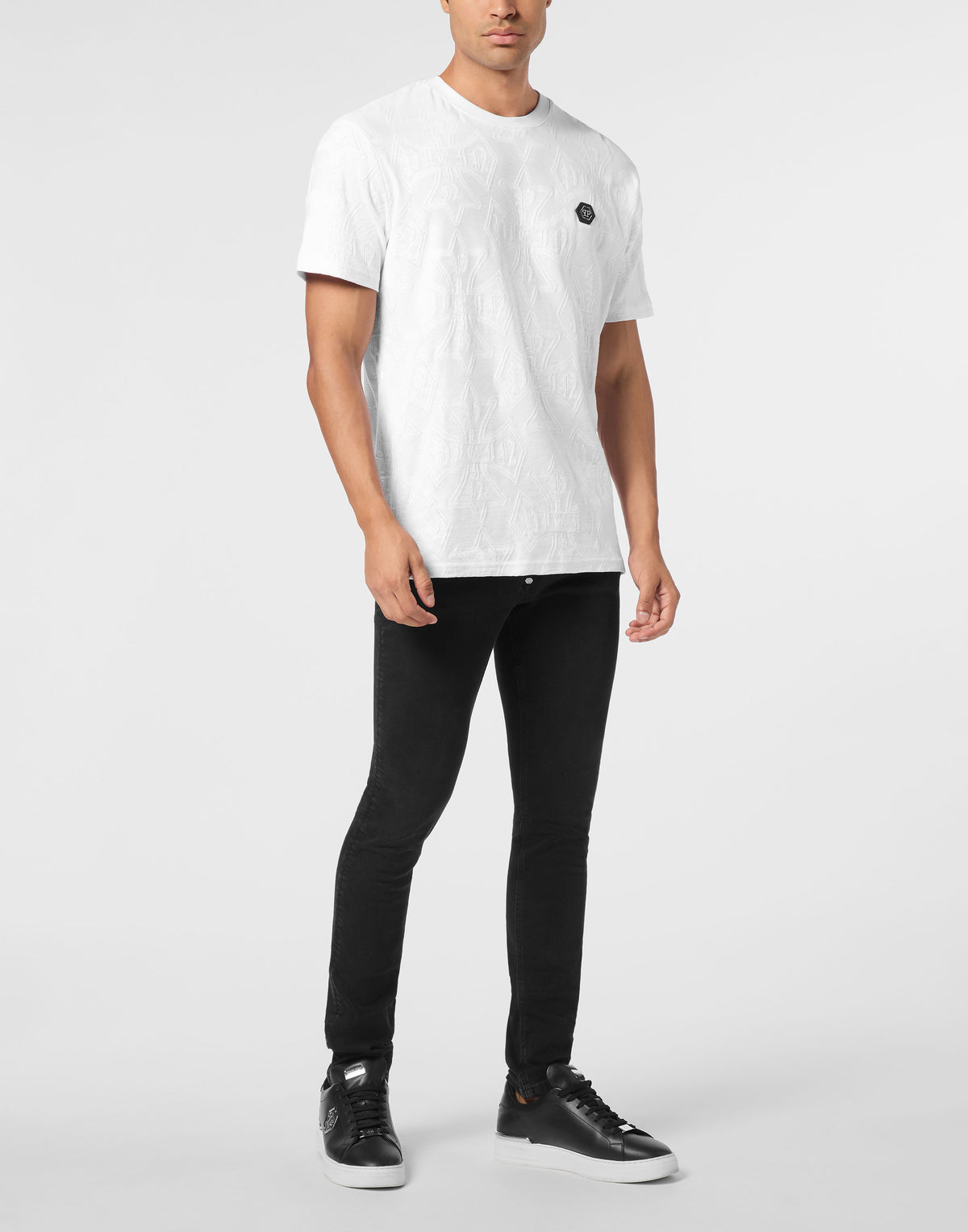 Round Neck Jacquard T-Shirt Crest-YC Group|Luxury Fashion
