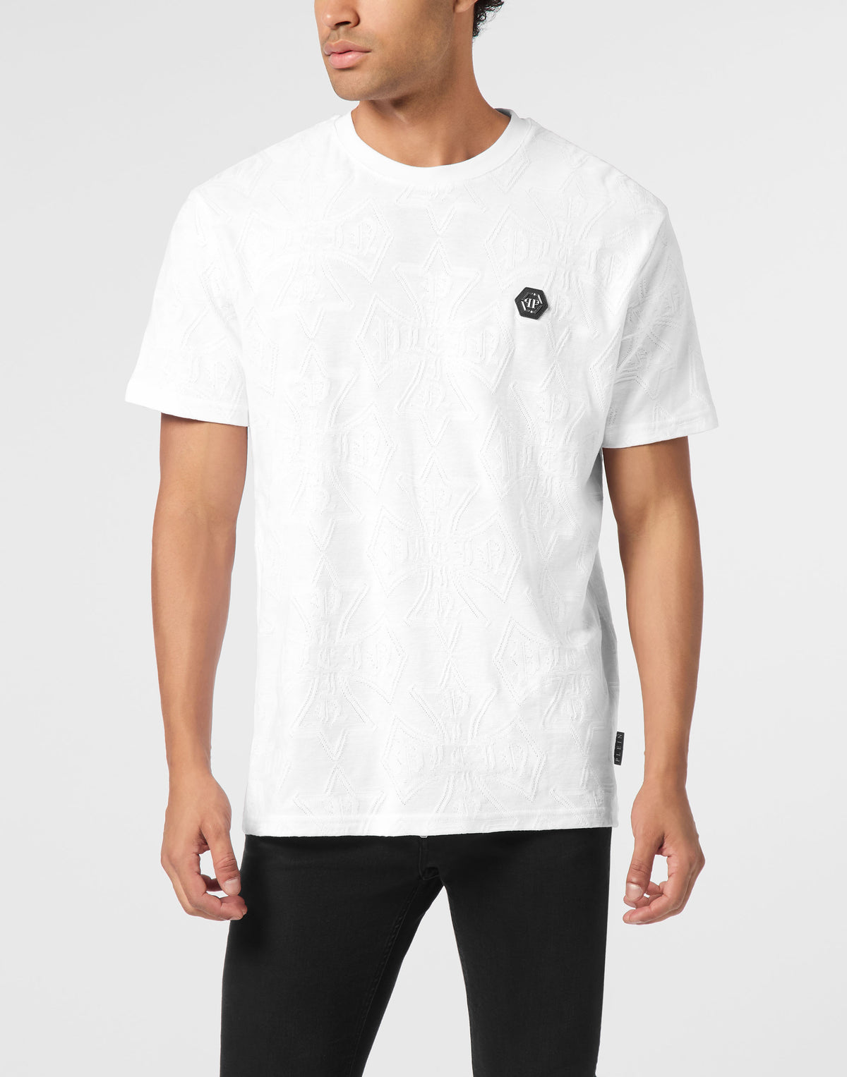Round Neck Jacquard T-Shirt Crest-YC Group|Luxury Fashion