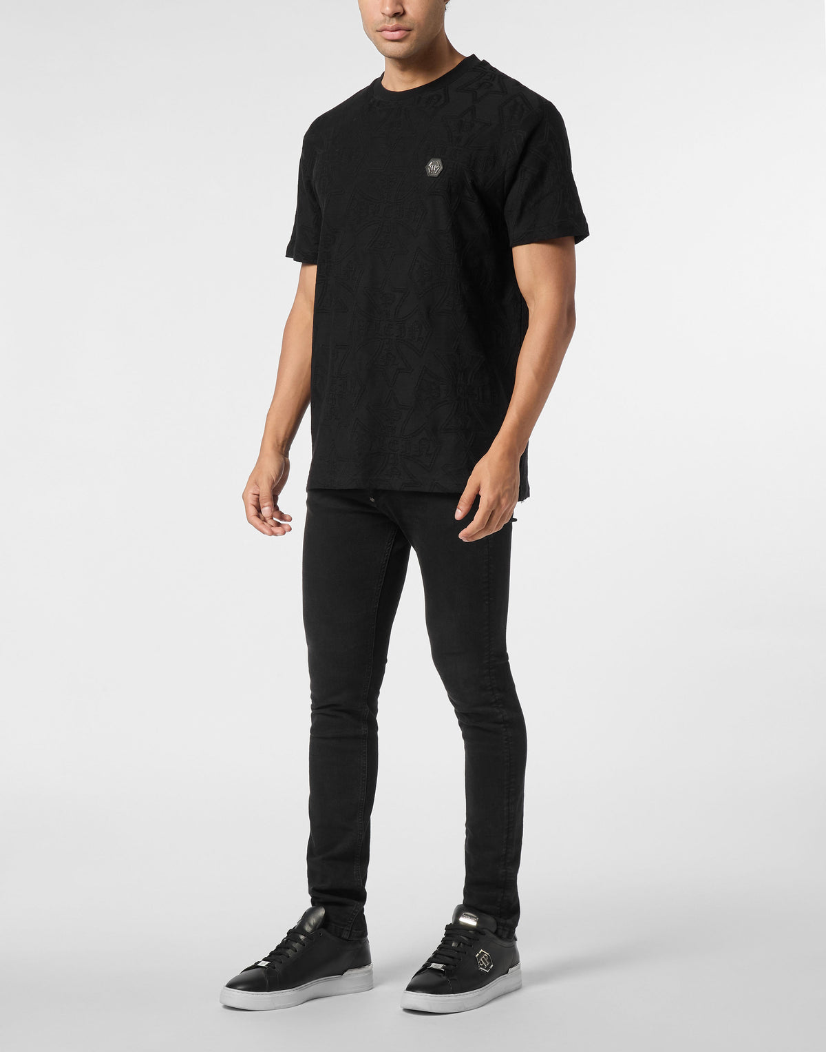 Round Neck Jacquard T-Shirt Crest-YC Group|Luxury Fashion