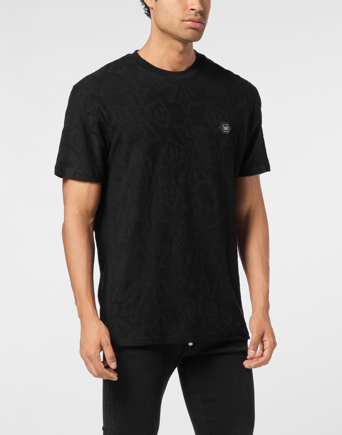 Round Neck Jacquard T-Shirt Crest-YC Group|Luxury Fashion