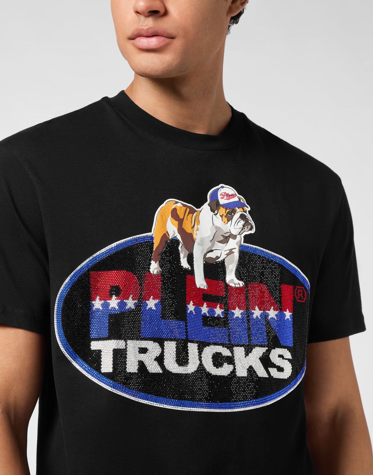 Round Neck T-Shirt Bulldog Crystal-YC Group|Luxury Fashion