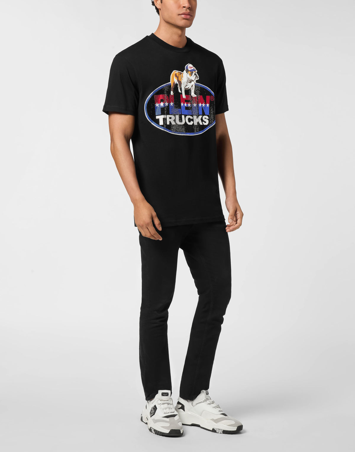 Round Neck T-Shirt Bulldog Crystal-YC Group|Luxury Fashion