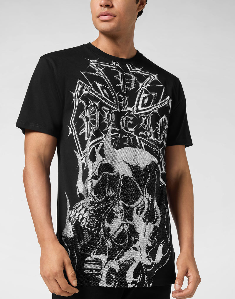 Round Neck T-Shirt Chrome Crest Skull-YC Group|Luxury Fashion