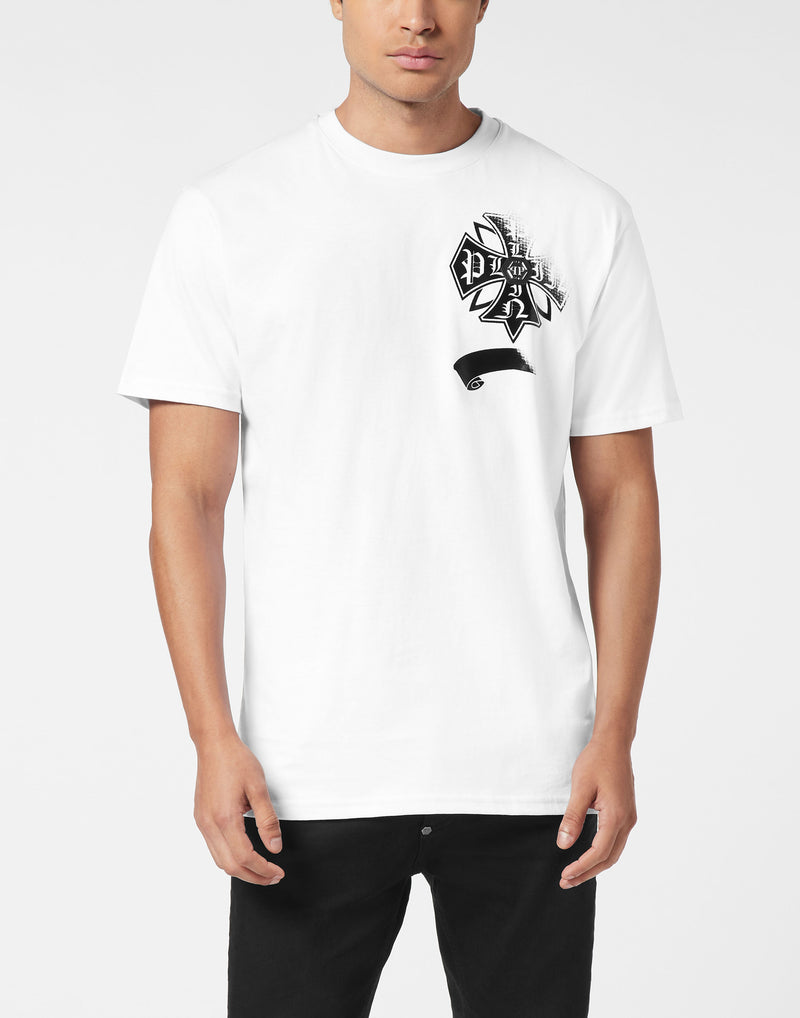 Washed Round Neck T-Shirt Destroyed Crest-YC Group|Luxury Fashion