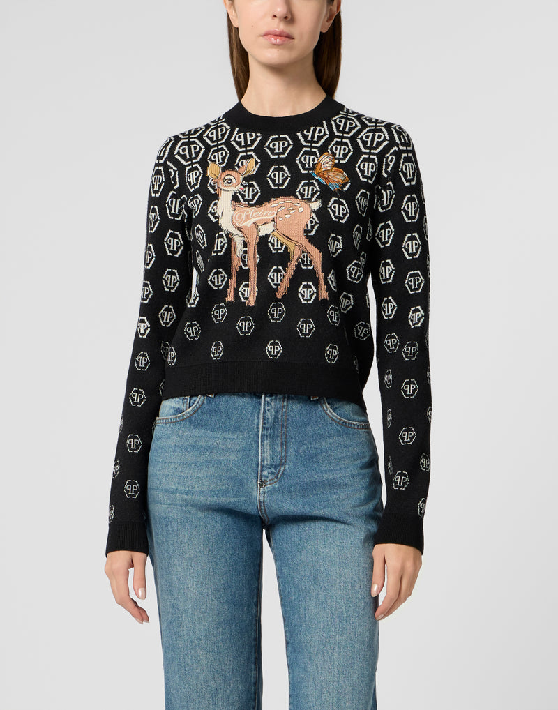 Roundneck Pullover with Fairy Embroidery Monogram-YC Group|Luxury Fashion