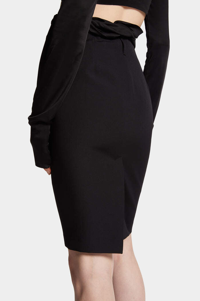 STRETCH WORSTED WOOL PENCIL SKIRT