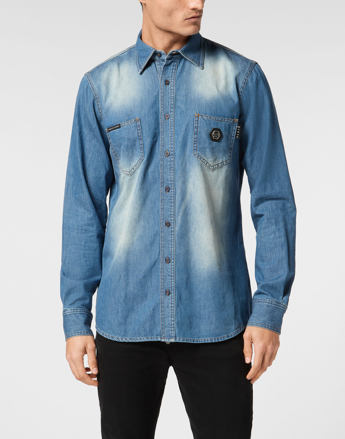 Denim Shirt Long-Sleeve Skull&Bones