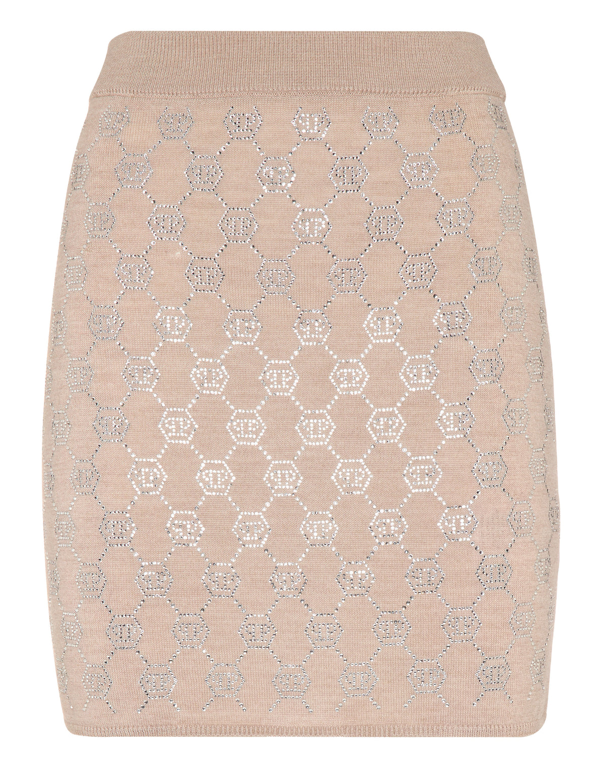 Knitted Strass Mini Skirt Monogram