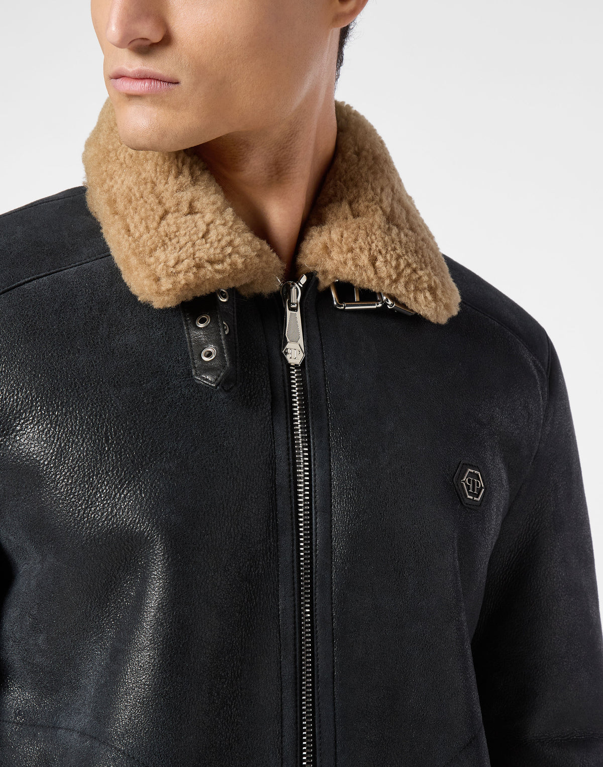 Shearling Leather Biker Jacket